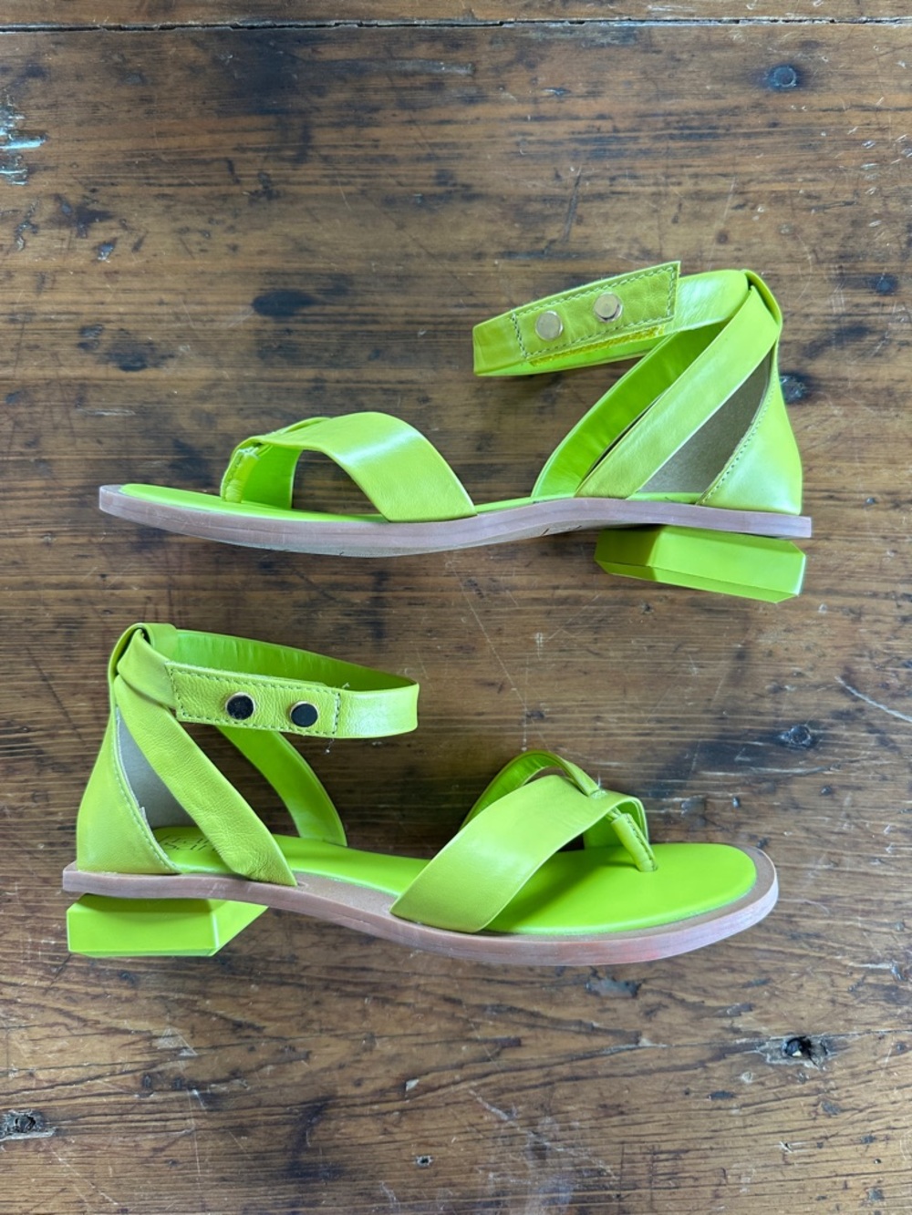 Franco Sarto Neon Lime Ankle-Strap Sandals - Picture 4 of 5